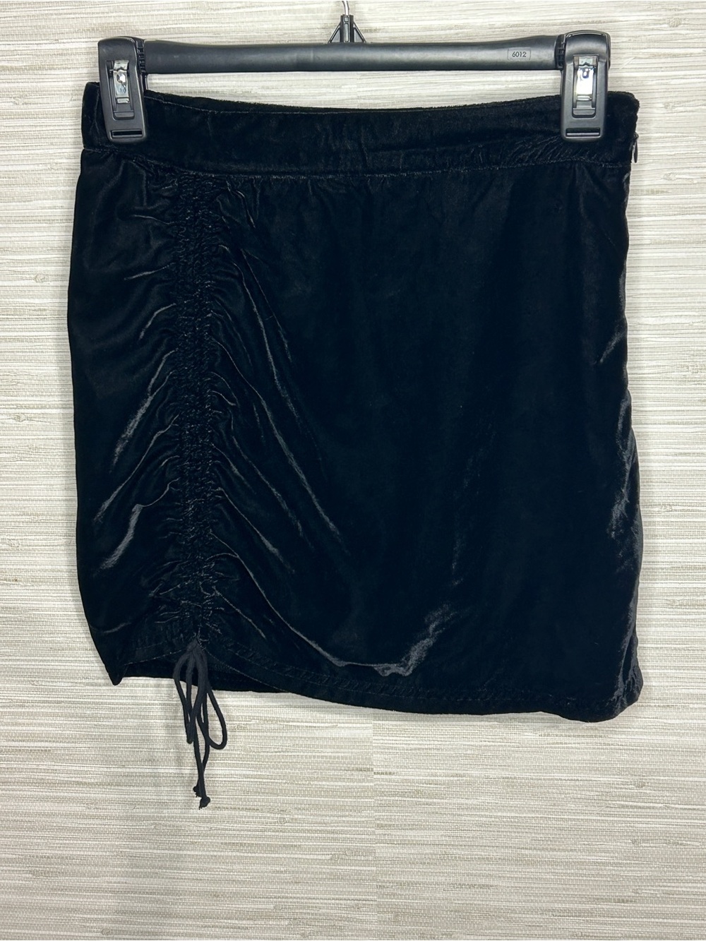 Free People Vivienne Velvet Mini Skirt Black Ruched Drawstring Women's Size 0